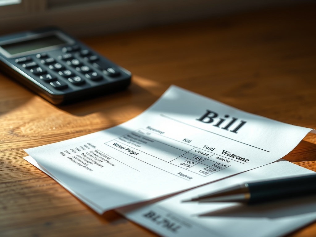 Image of calculator and a bill.