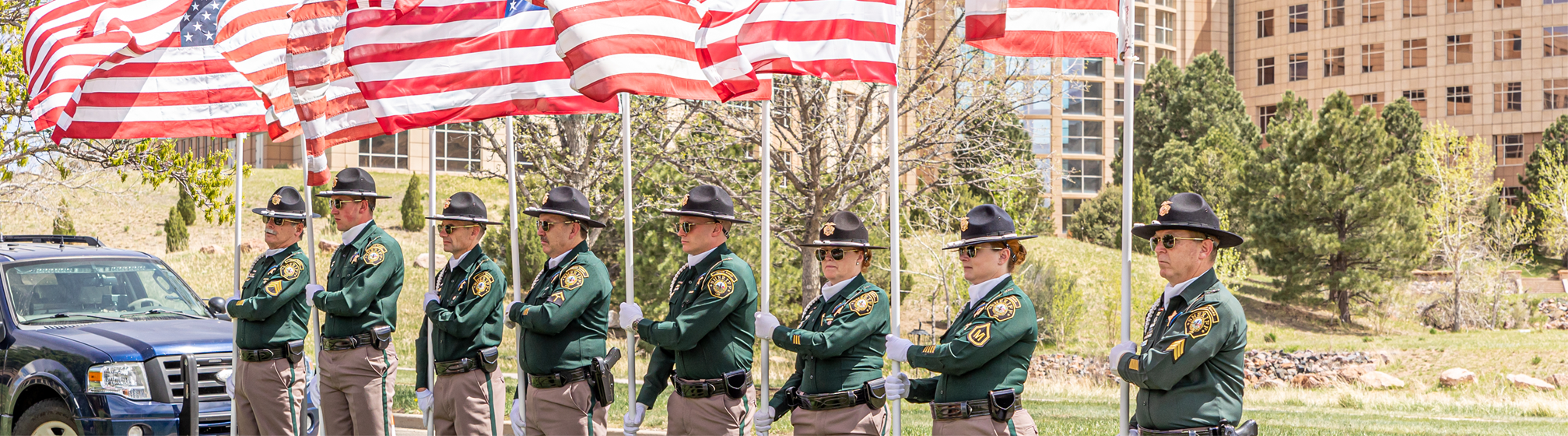 Sheriff troopers with US flag